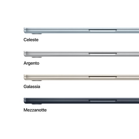 MacBook Air 13": Chip Apple M4 con CPU 10-core e GPU 10‑core, 24GB, 512GB SSD - Mezzanotte